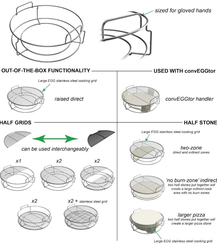 Big Green Egg 1-Piece ConvEGGtor Basket (Large) - 120724 2 Big Green Egg 1-Piece ConvEGGtor Basket (Large) - 120724