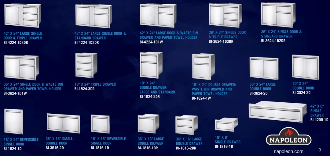 Parts Napoleon 36" X 24" Single Door & Triple Drawer Combo 2 Parts Napoleon 36" X 24" Single Door & Triple Drawer Combo