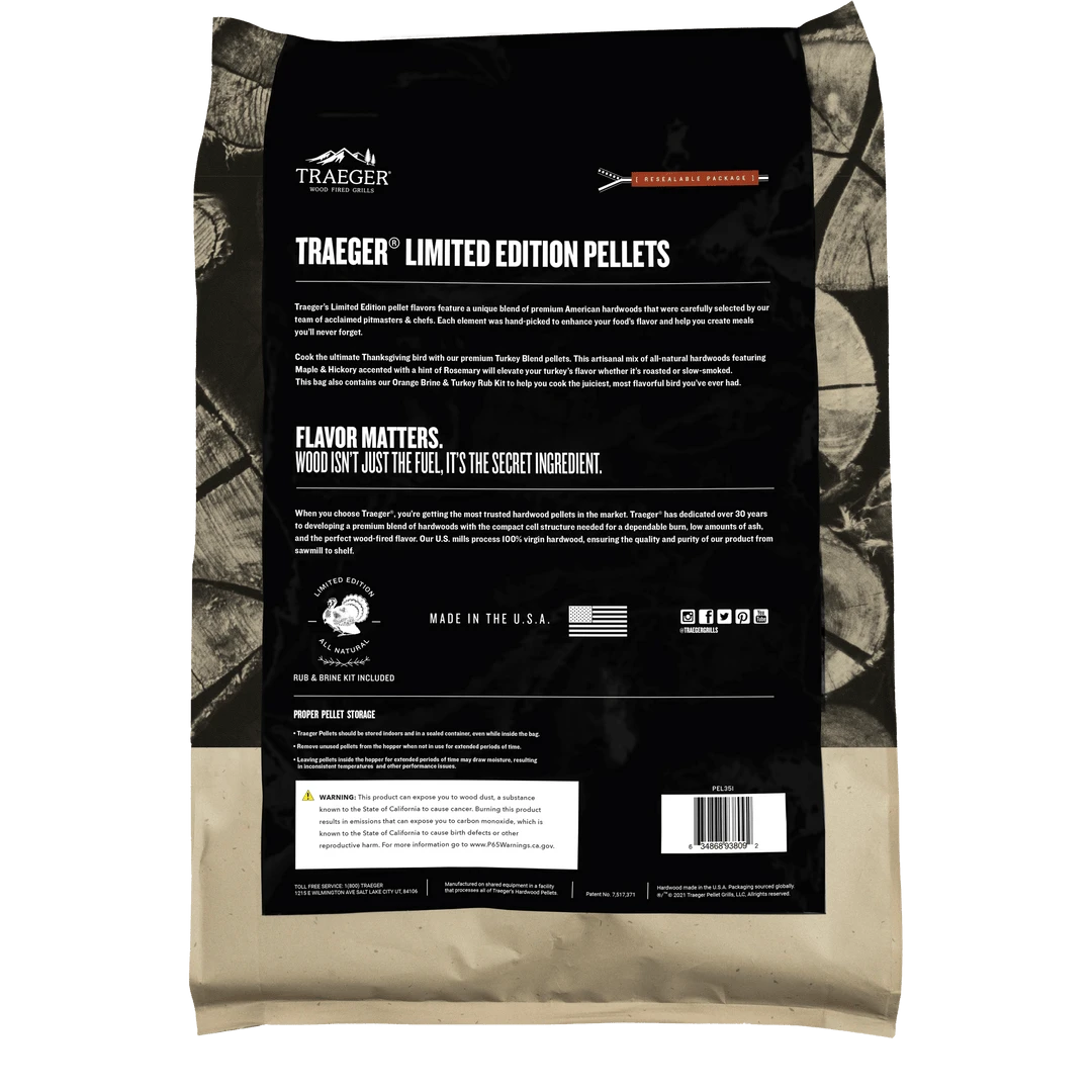 Traeger Canada Traeger Turkey Blend Wood Pellets 18lb + Brine Kit (Limited Edition) - PEL351 2 Traeger Canada Traeger Turkey Blend Wood Pellets 18lb + Brine Kit (Limited Edition) - PEL351